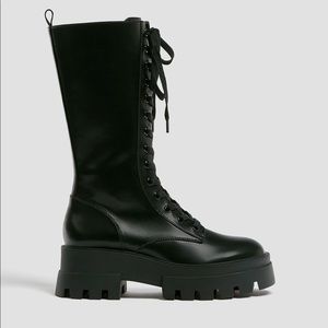 NWT. Pull&Bear Black Combat Boots. Size 8.